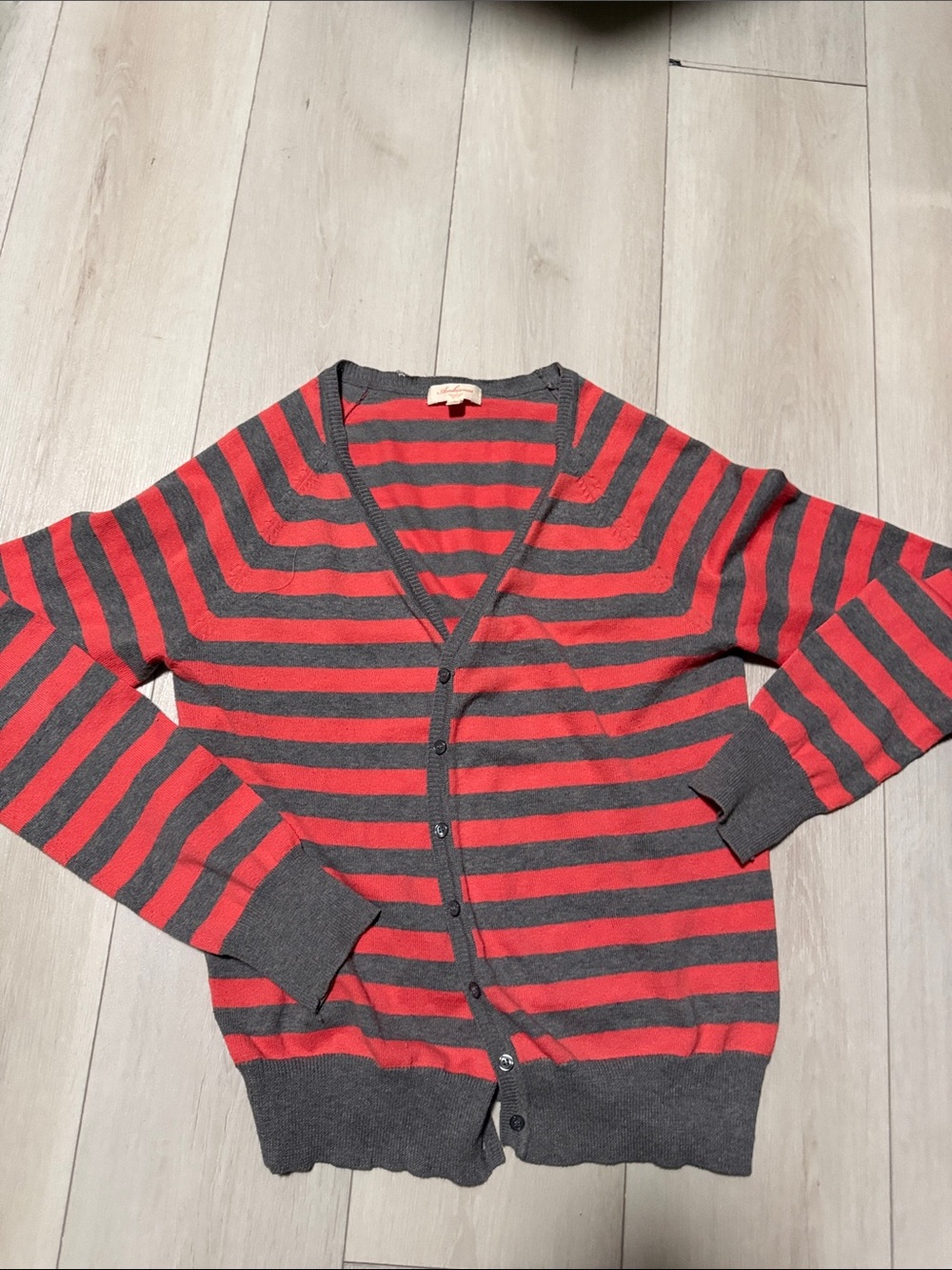 Ambiance Women’s striped sweater. button Down long sleeve Size Large l